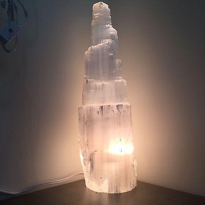 Selenite Crystal Skyscraper Large Lamp