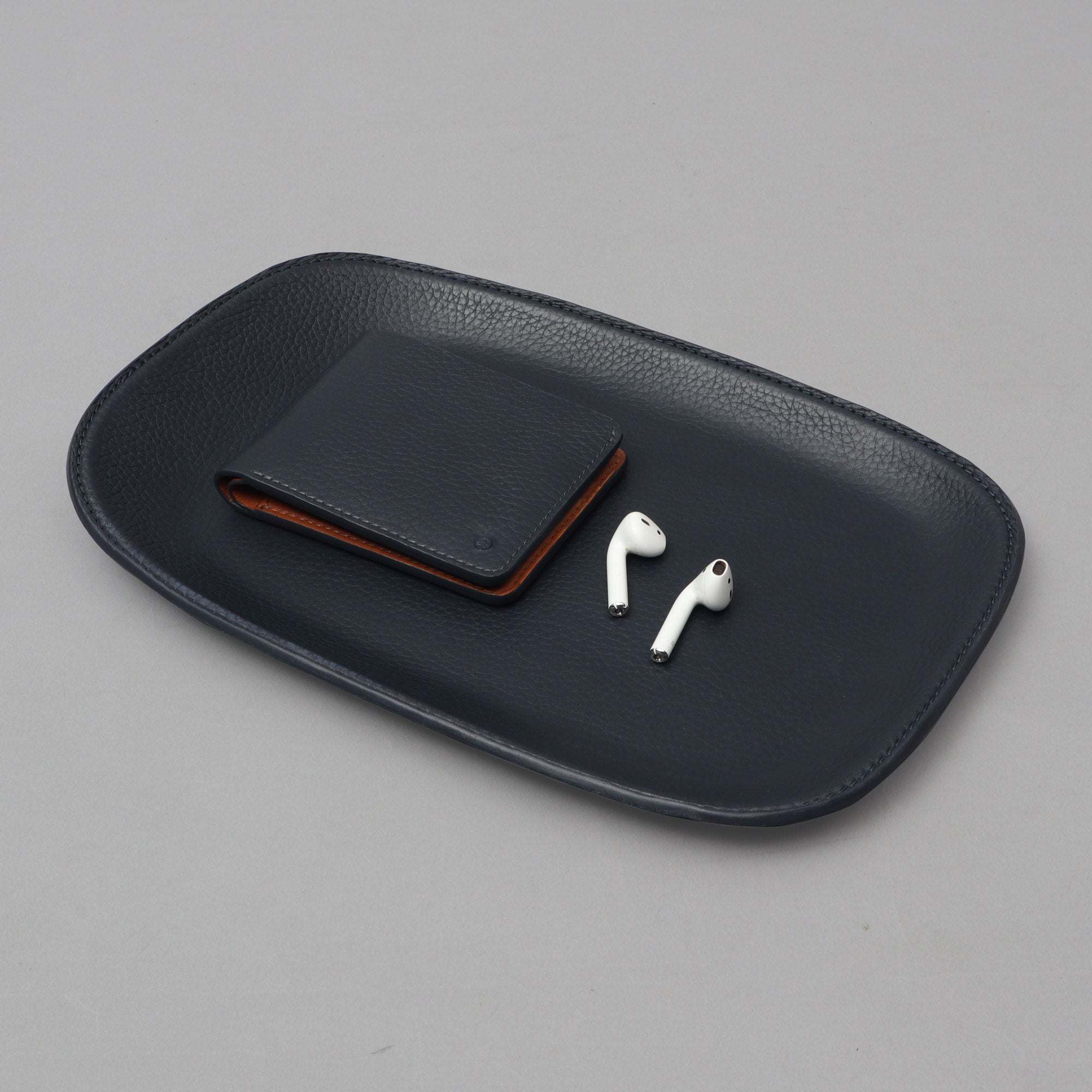 Leather Valet Tray, Navy