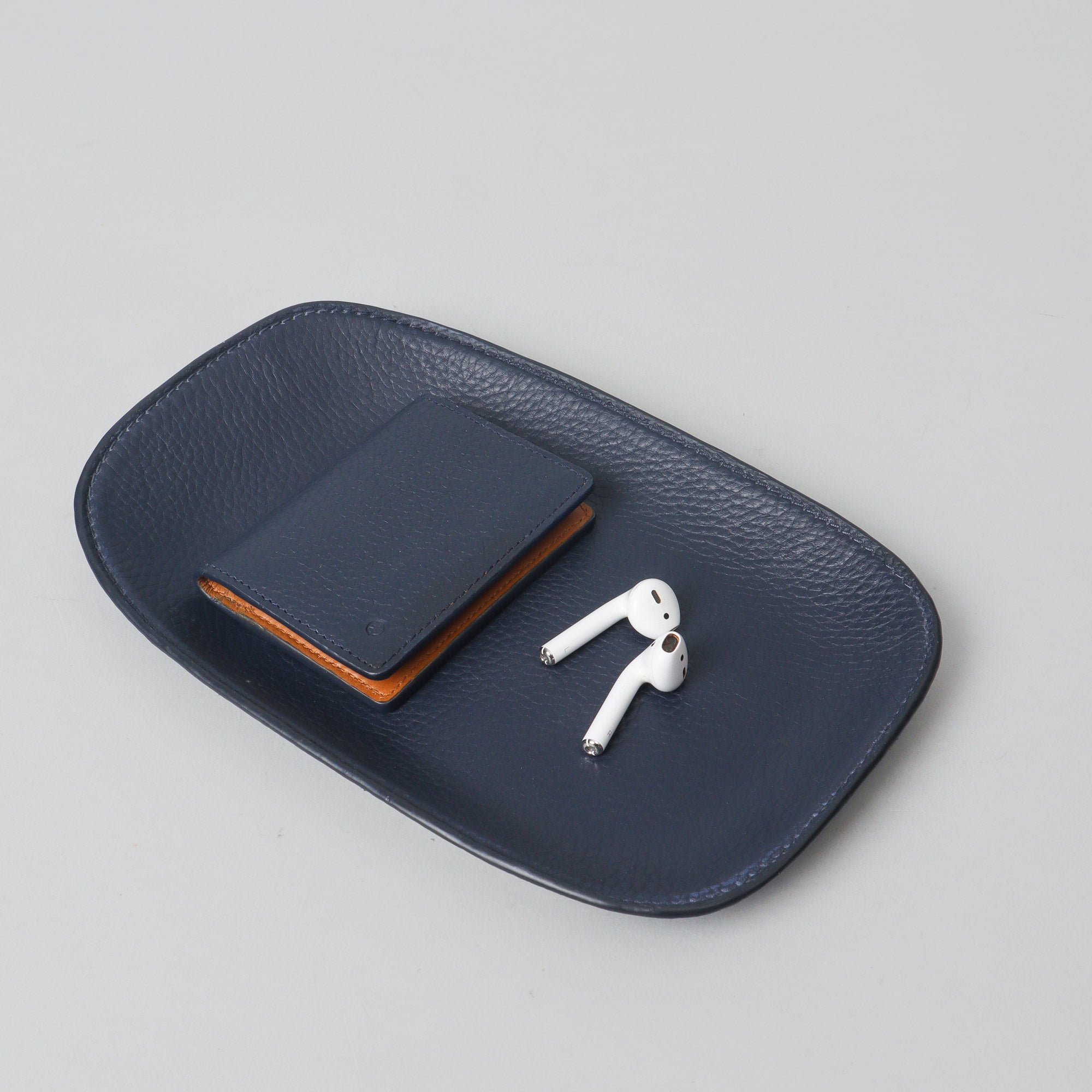 Leather Valet Tray, Navy