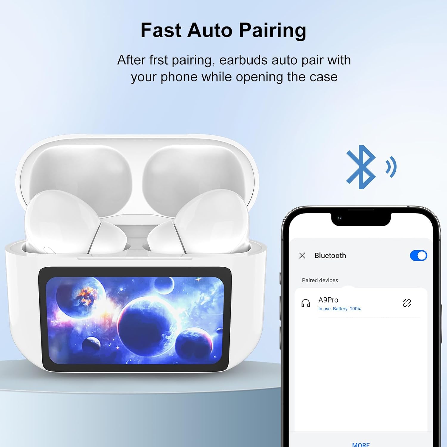 Wireless Earbuds With Touch Screen Case
