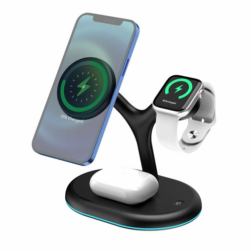 3-in-1 Magnetic Phone, Earbud, Watch Wireless Charger