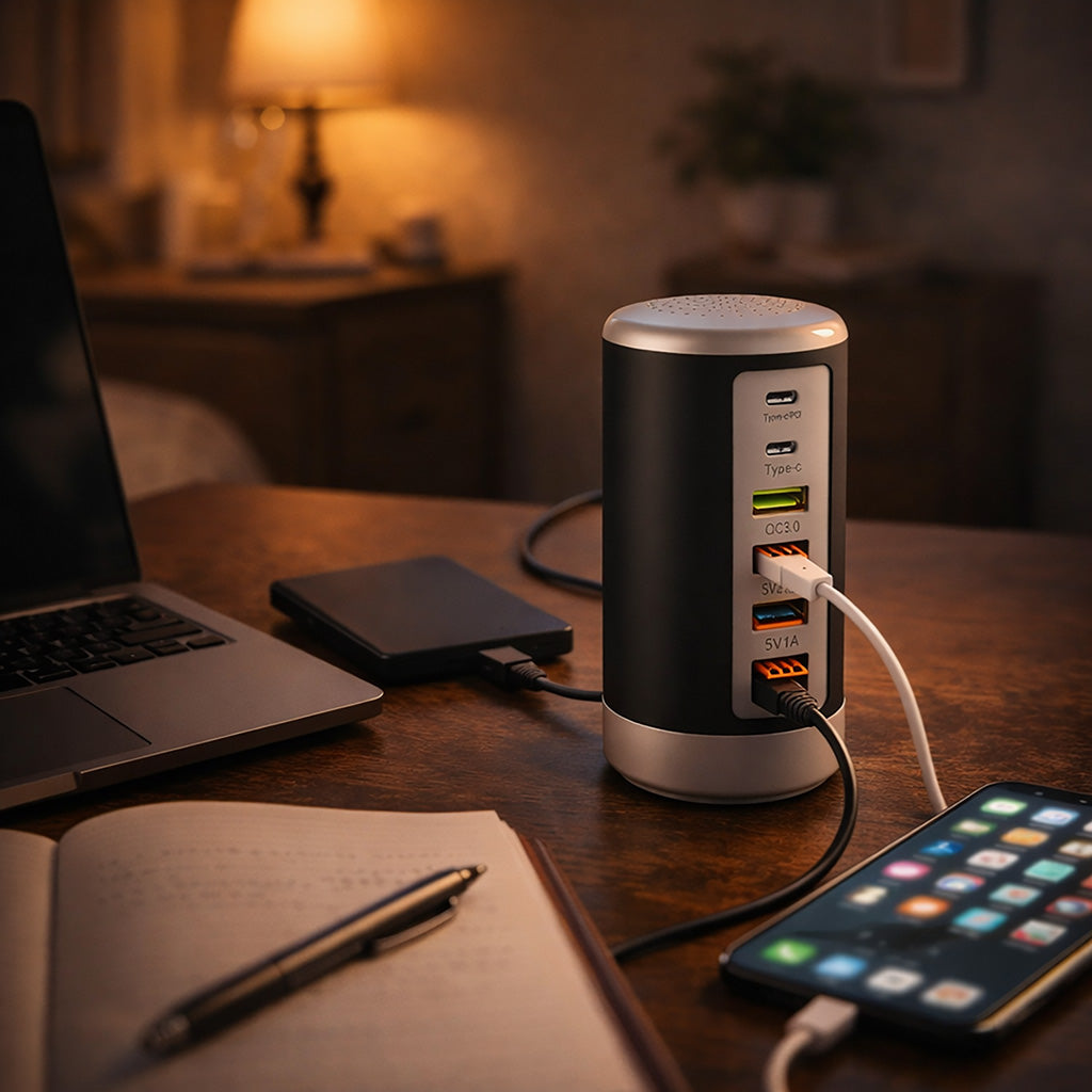 6-port Cylindrical Adapter 65W High-power Fast Charge