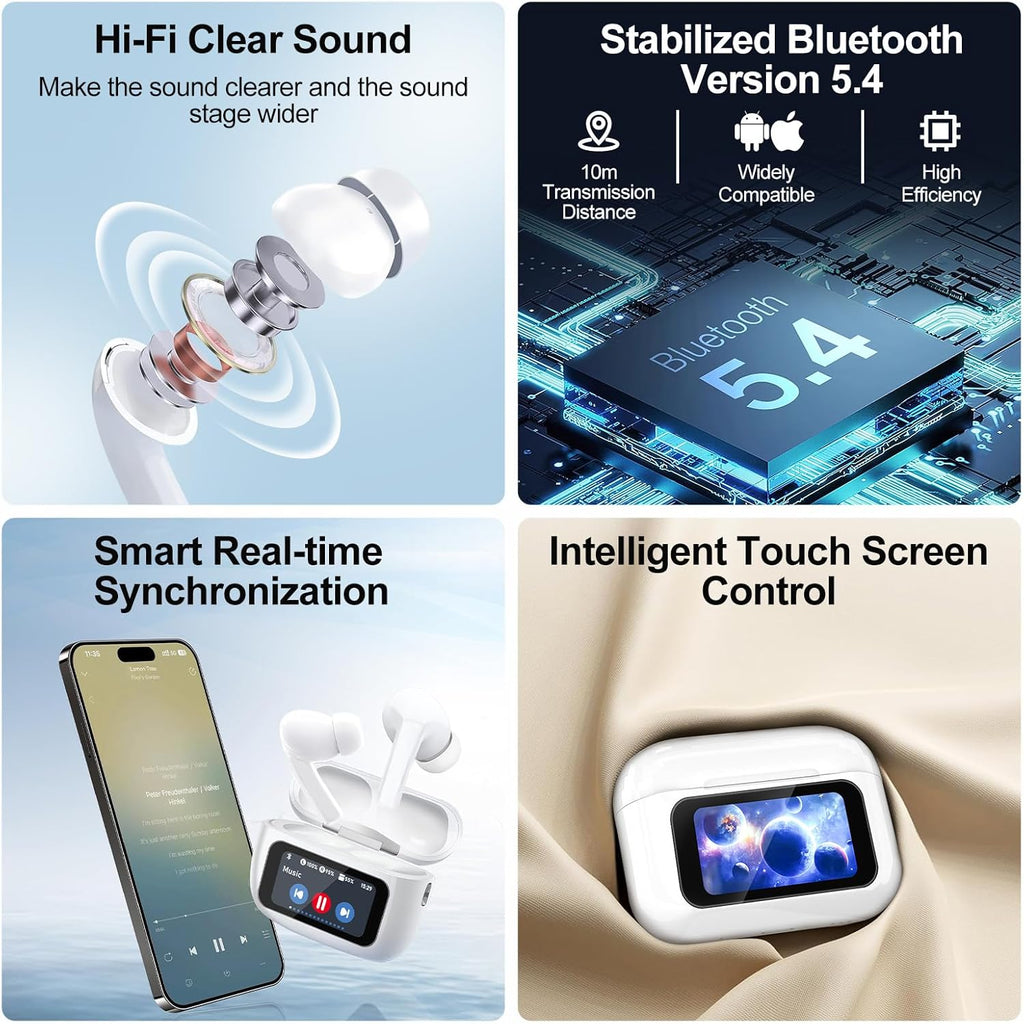 Wireless Earbuds With Touch Screen Case