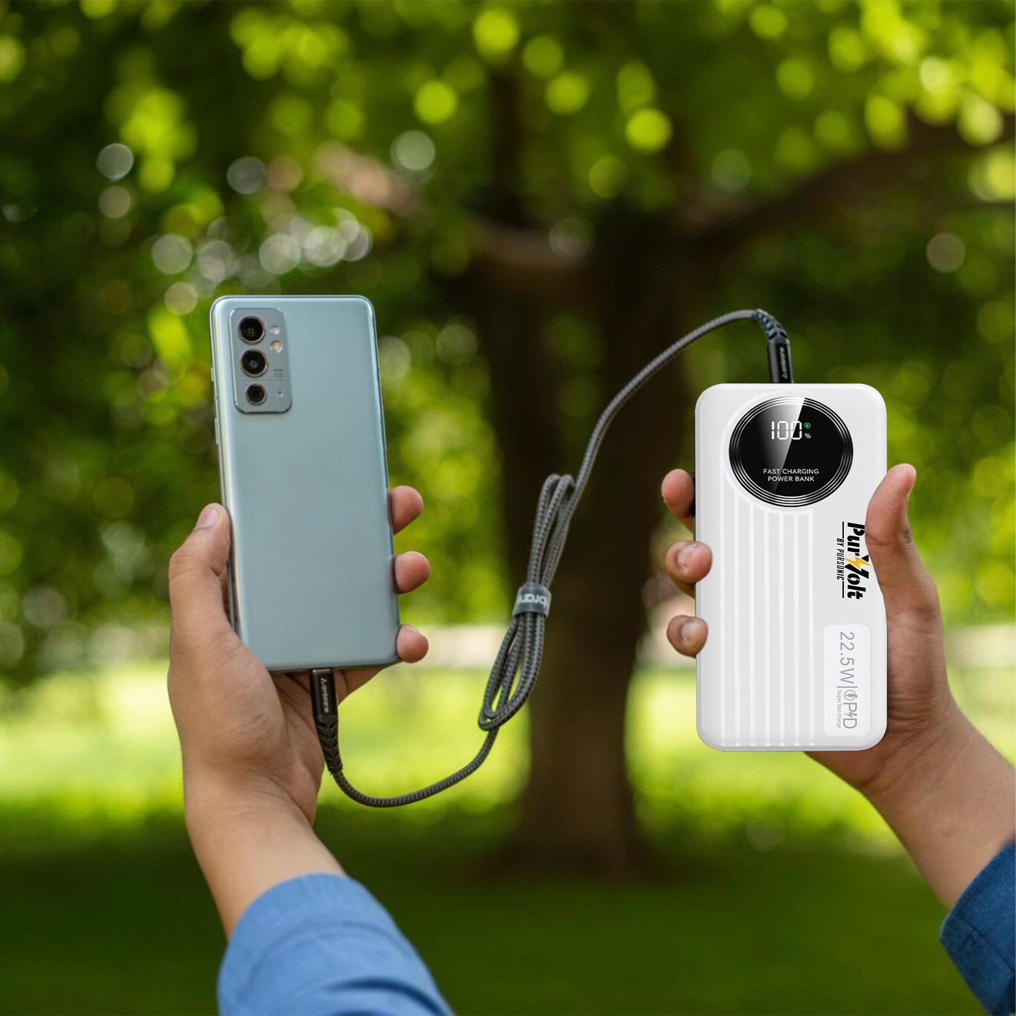 Pursonic LED Fast Charging Power Bank – Built-in Cables