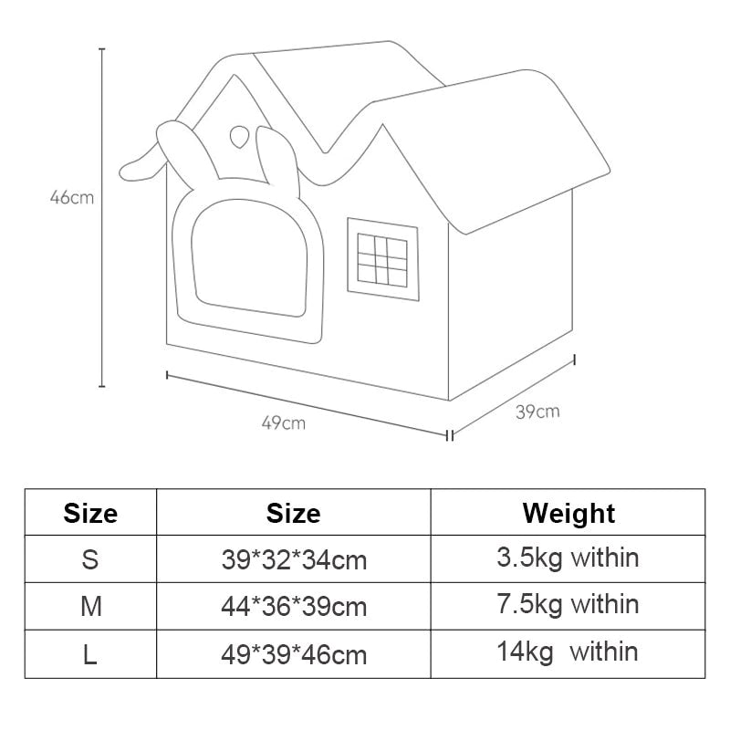 Gabled Plush Pet House for Dog or Cat