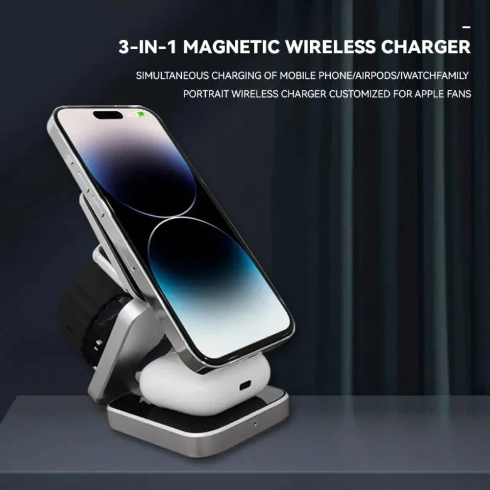 Foldable 3-in-1 Wireless Charging Phone Stand