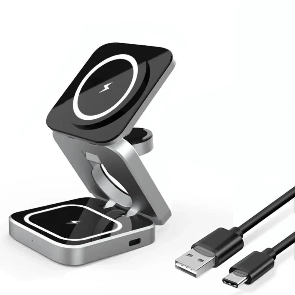 Foldable 3-in-1 Wireless Charging Phone Stand