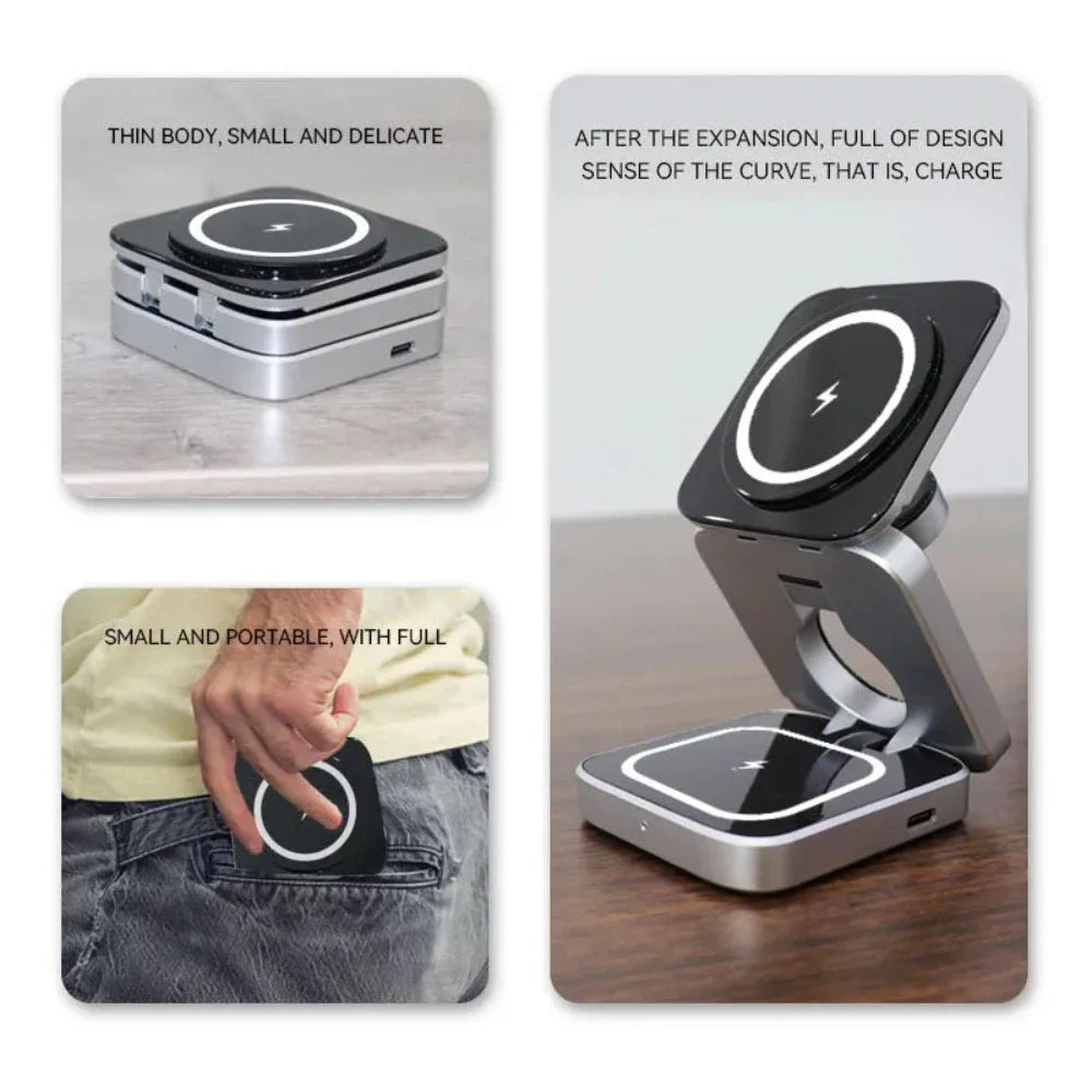 Foldable 3-in-1 Wireless Charging Phone Stand