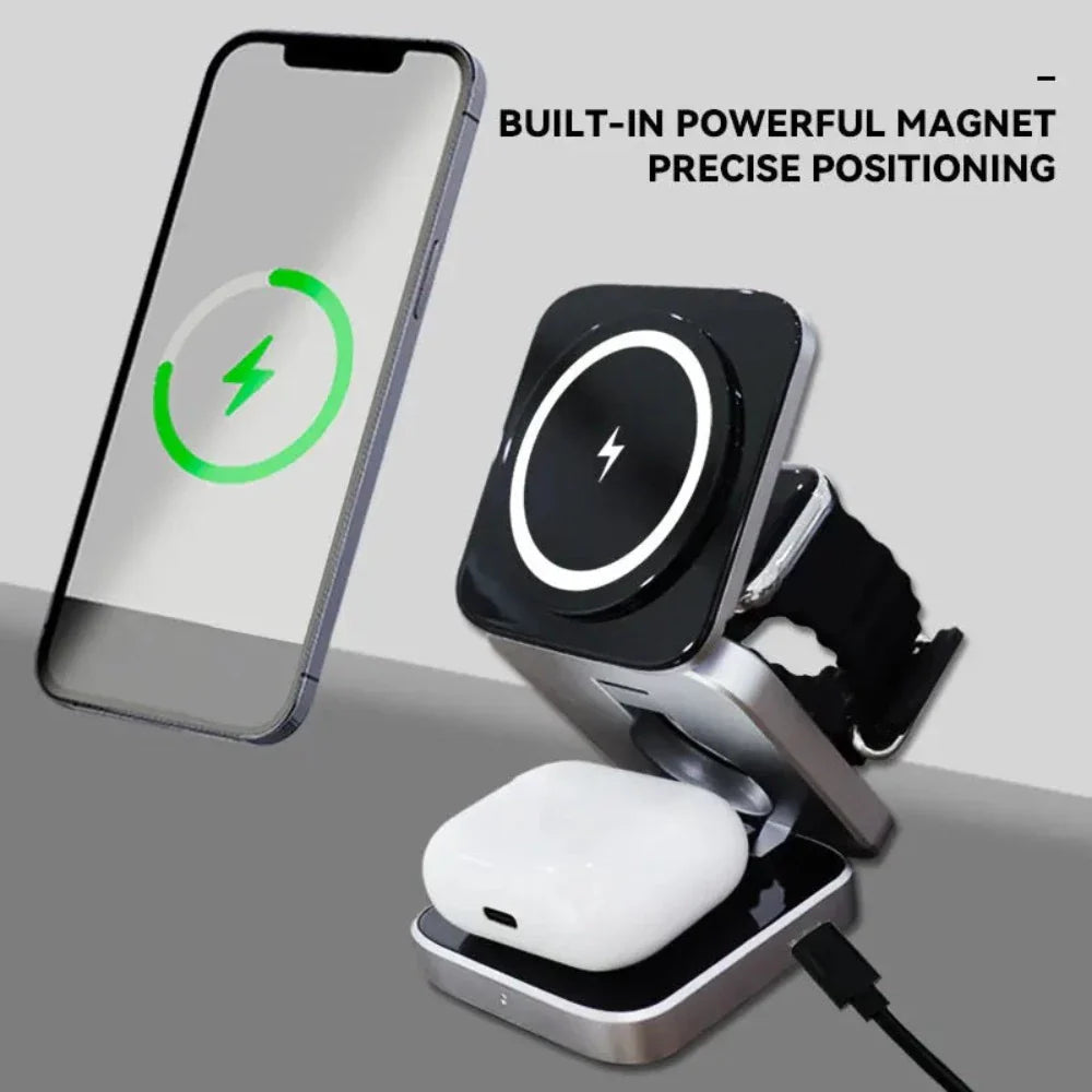 Foldable 3-in-1 Wireless Charging Phone Stand