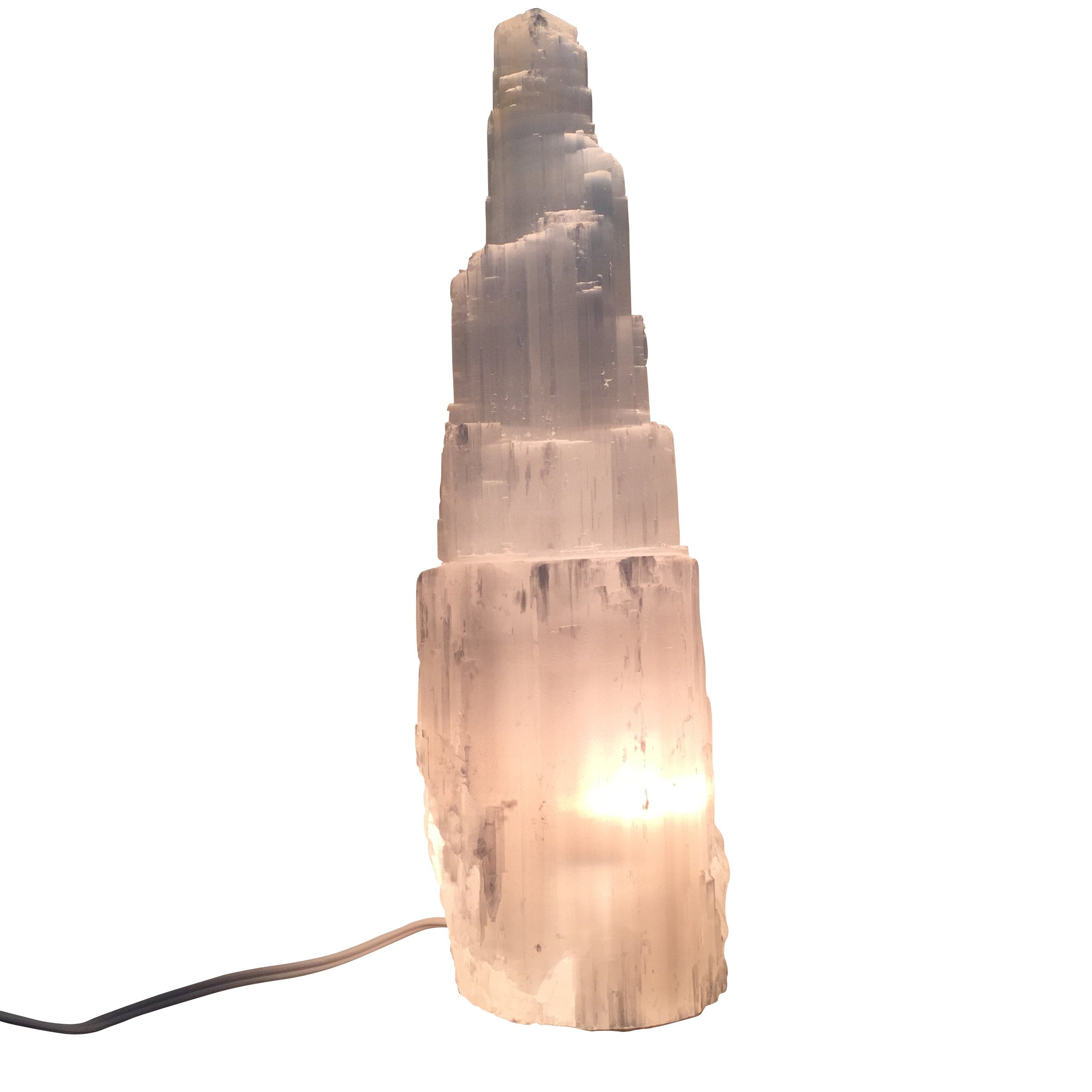 Selenite Crystal Skyscraper Large Lamp