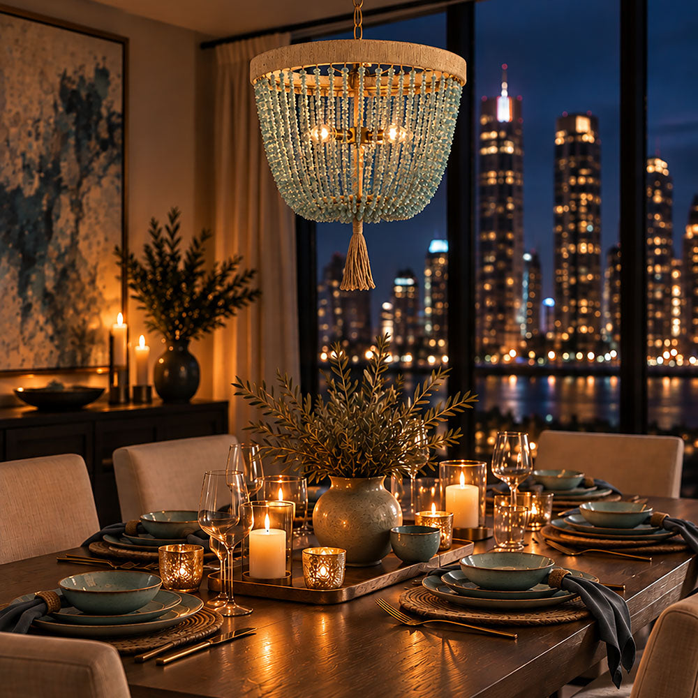 Milos Aqua Beaded Chandelier