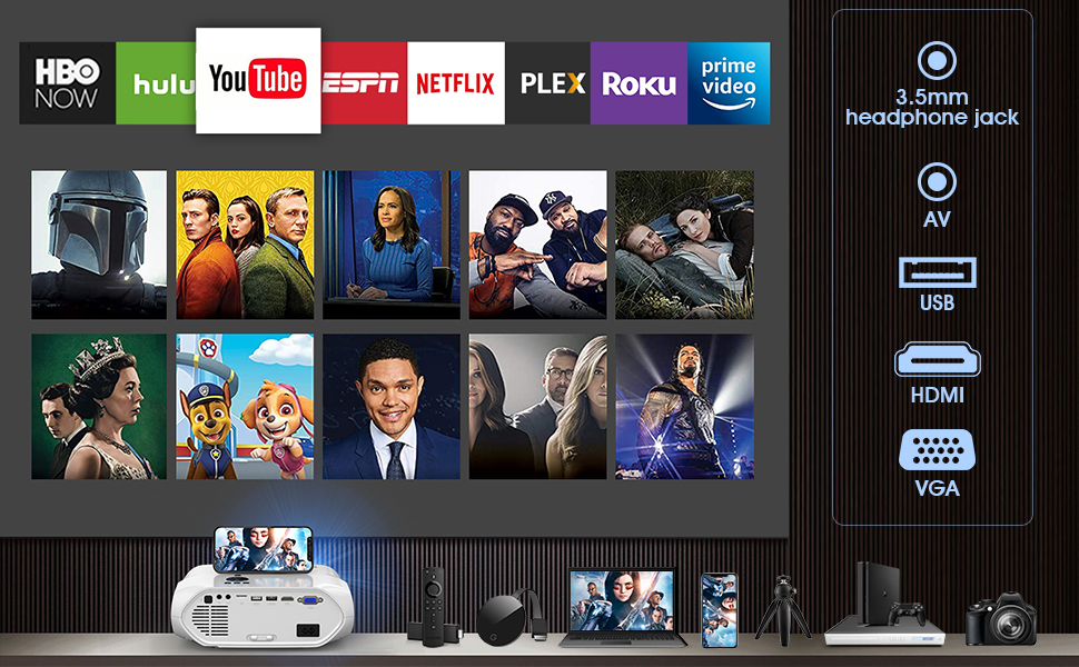 8000L Full HD Projector with WiFi and Bluetooth