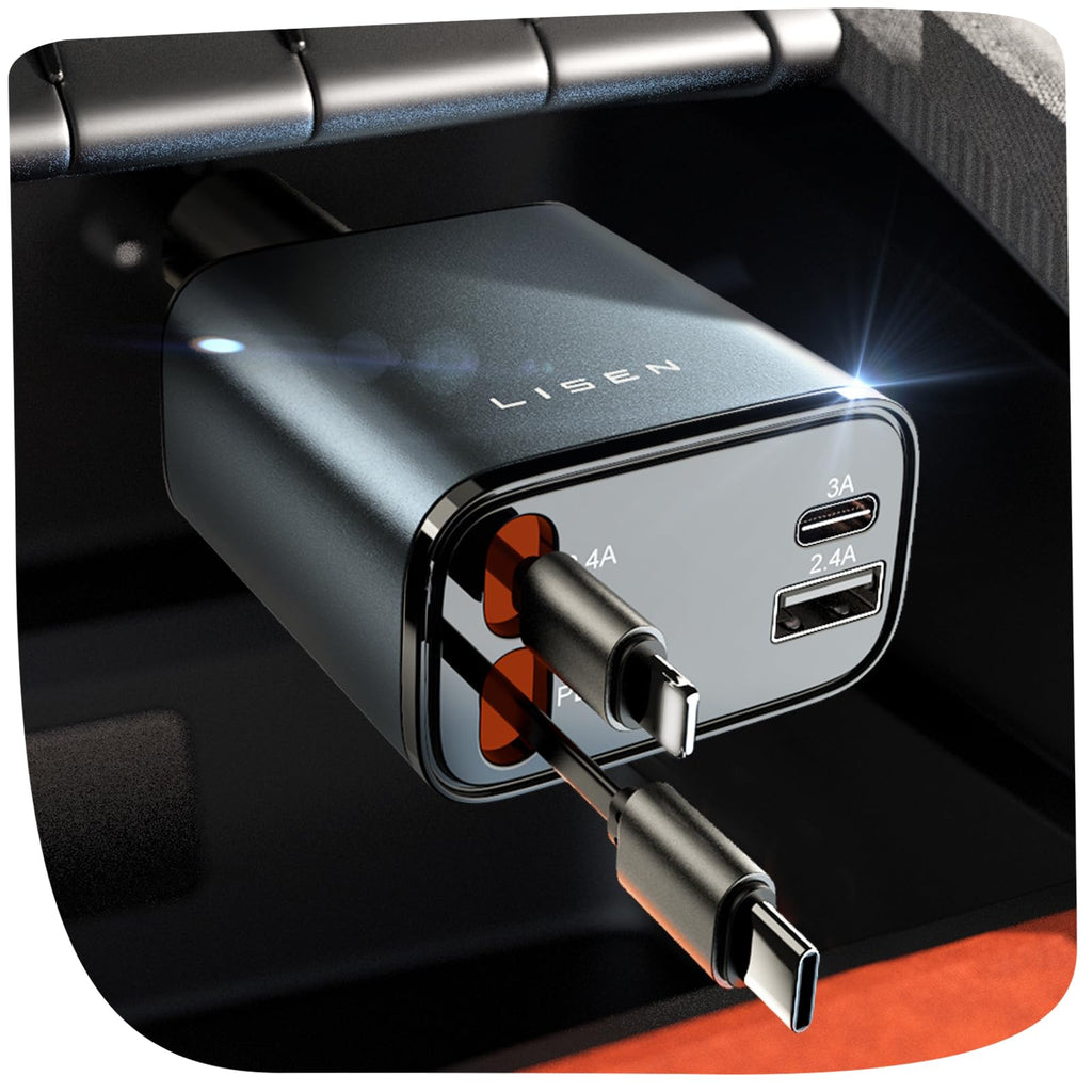 Retractable USB C Car Charger