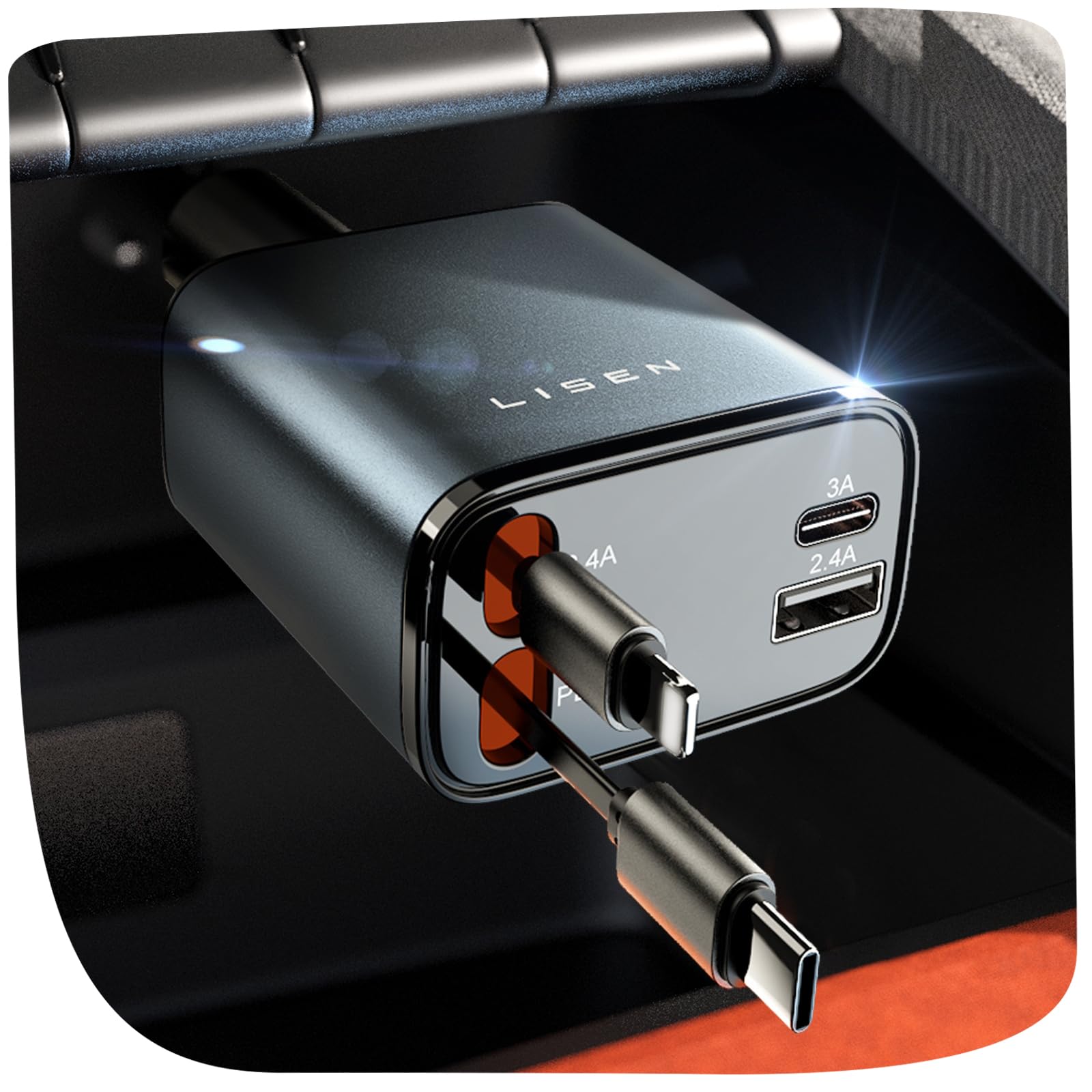 Retractable USB C Car Charger