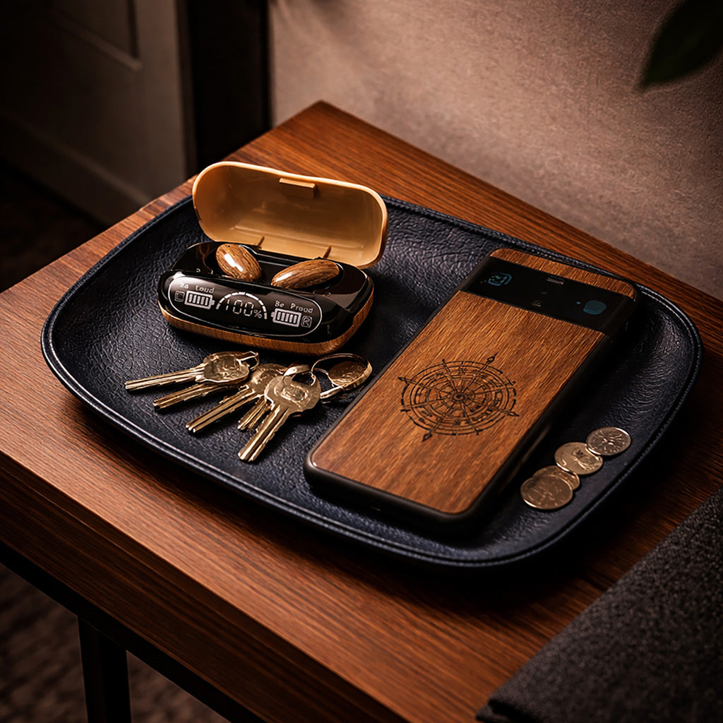 Leather Valet Tray, Navy