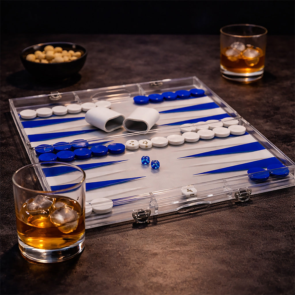 Premium 18-Inch Lucite Backgammon Set