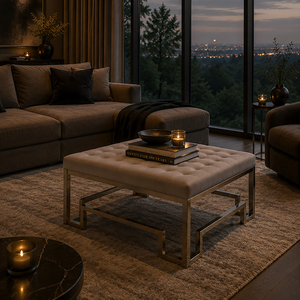 Fabric And Champagne Cocktail Ottoman