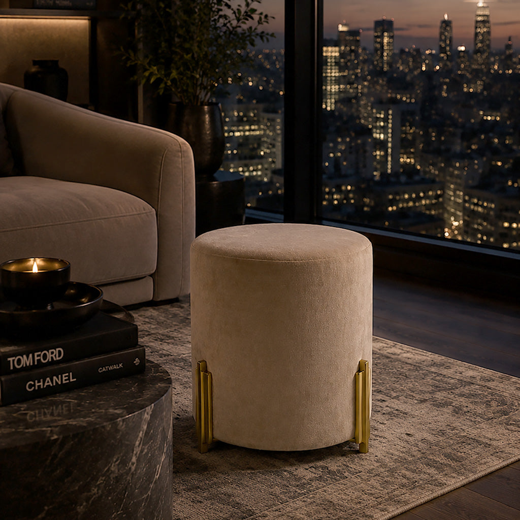 Warby Brass Velvet Ottoman