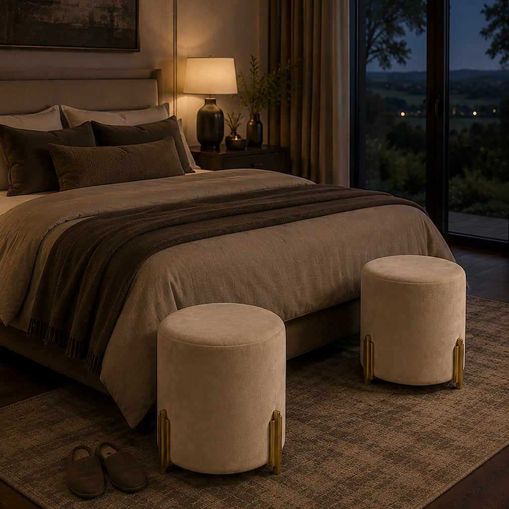 Warby Brass Velvet Ottoman
