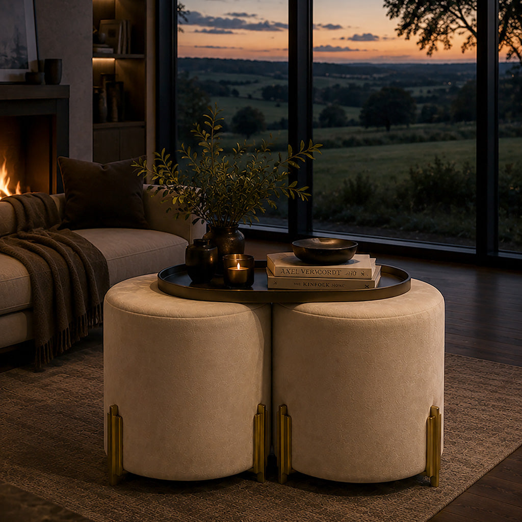 Warby Brass Velvet Ottoman