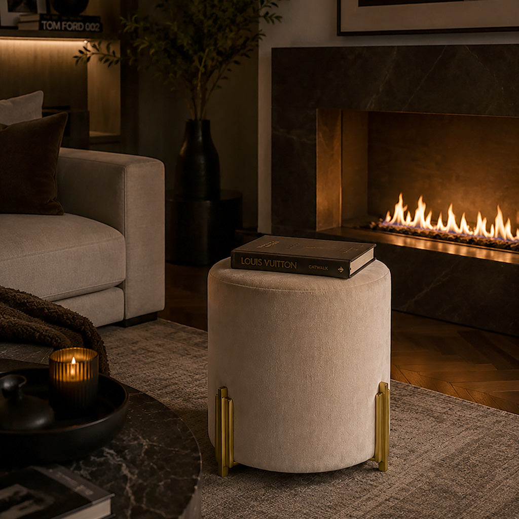 Warby Brass Velvet Ottoman