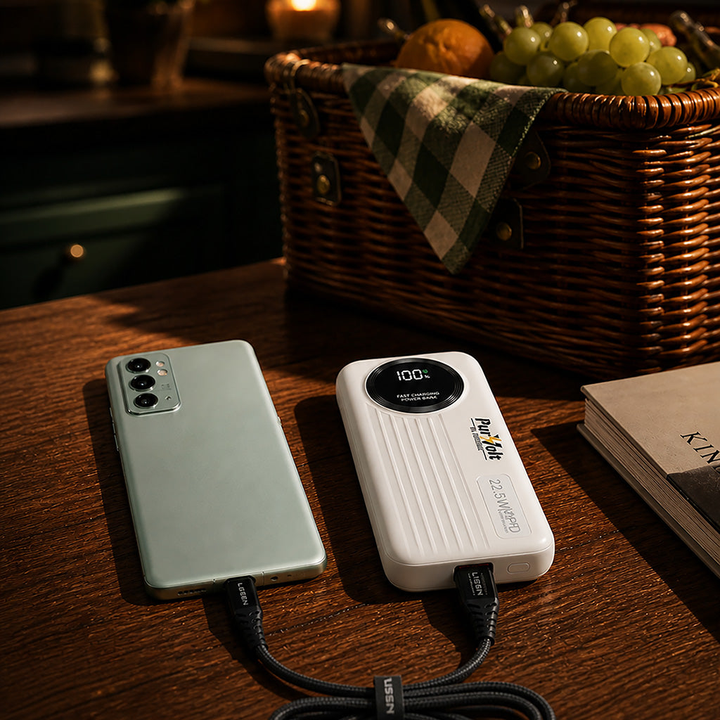 Pursonic LED Fast Charging Power Bank – Built-in Cables